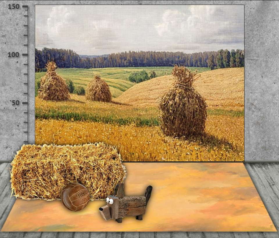 Backdrop "Hay bales in a field"