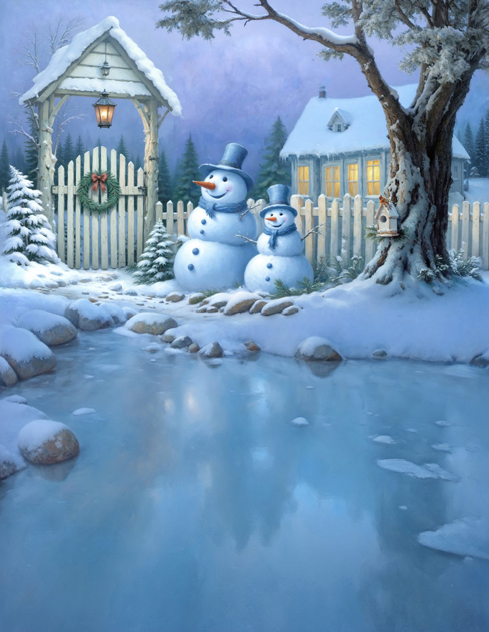Combined backdrop "Snowmen at a fence"