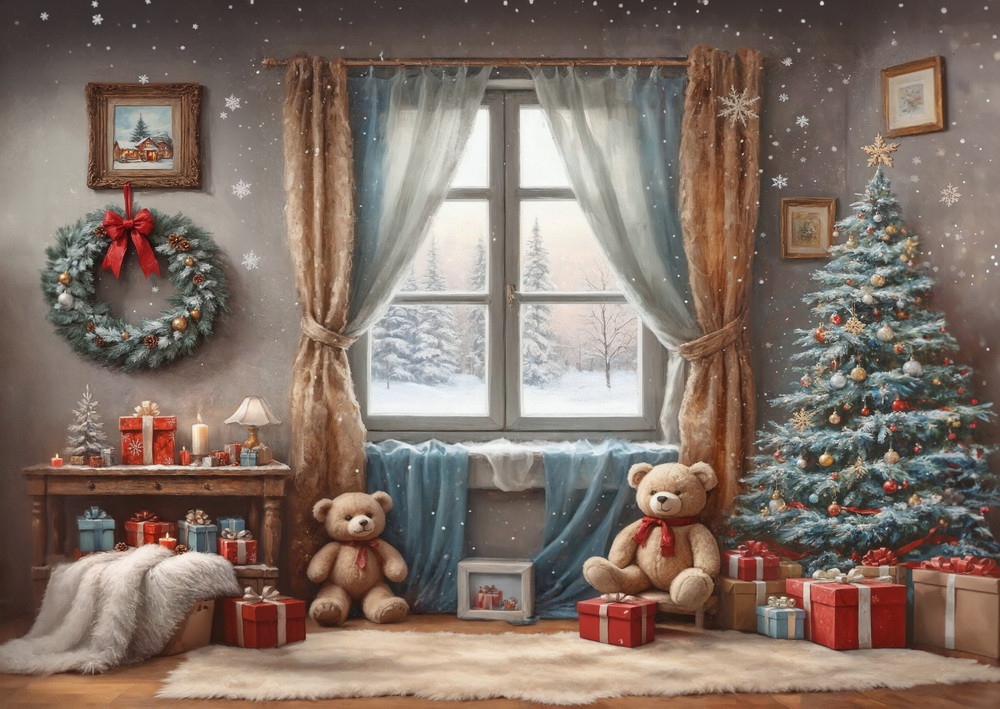 Backdrop "Snowy room w/snowflakes"