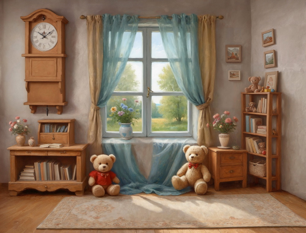 Backdrop "Teddy bears spring room"