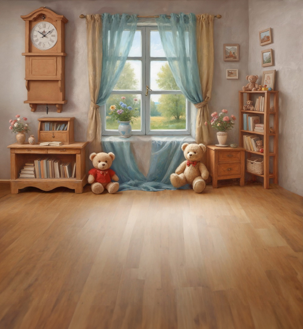 Combined backdrop "Teddy bears spring room"