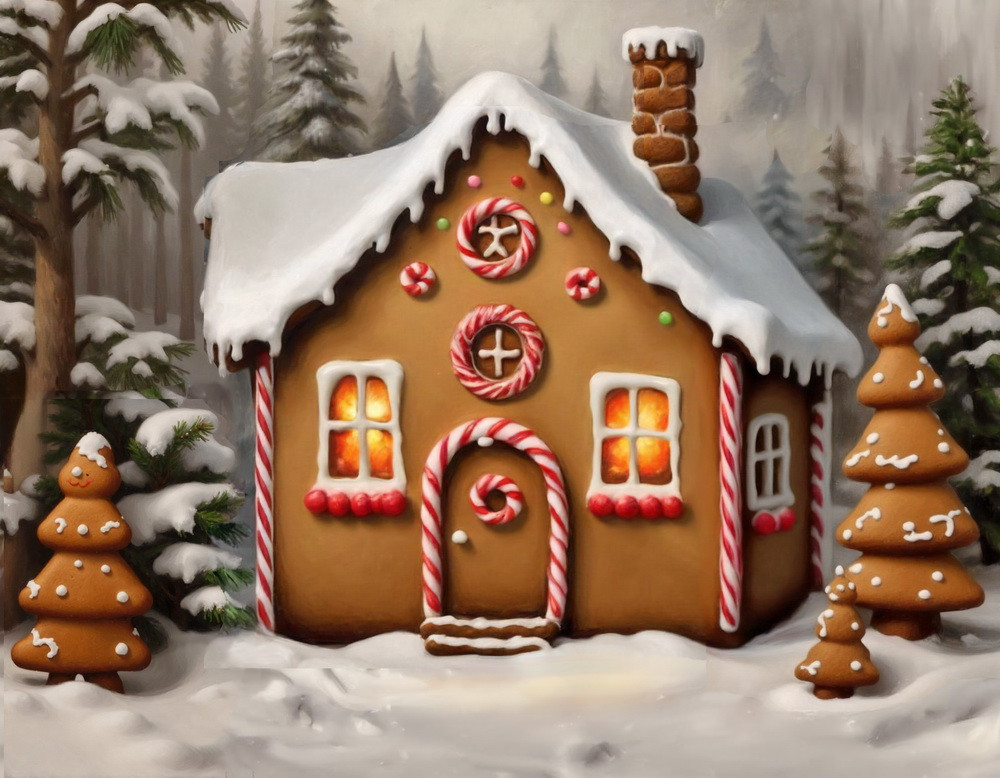 Backdrop "Gingerbread house in the afternoon"