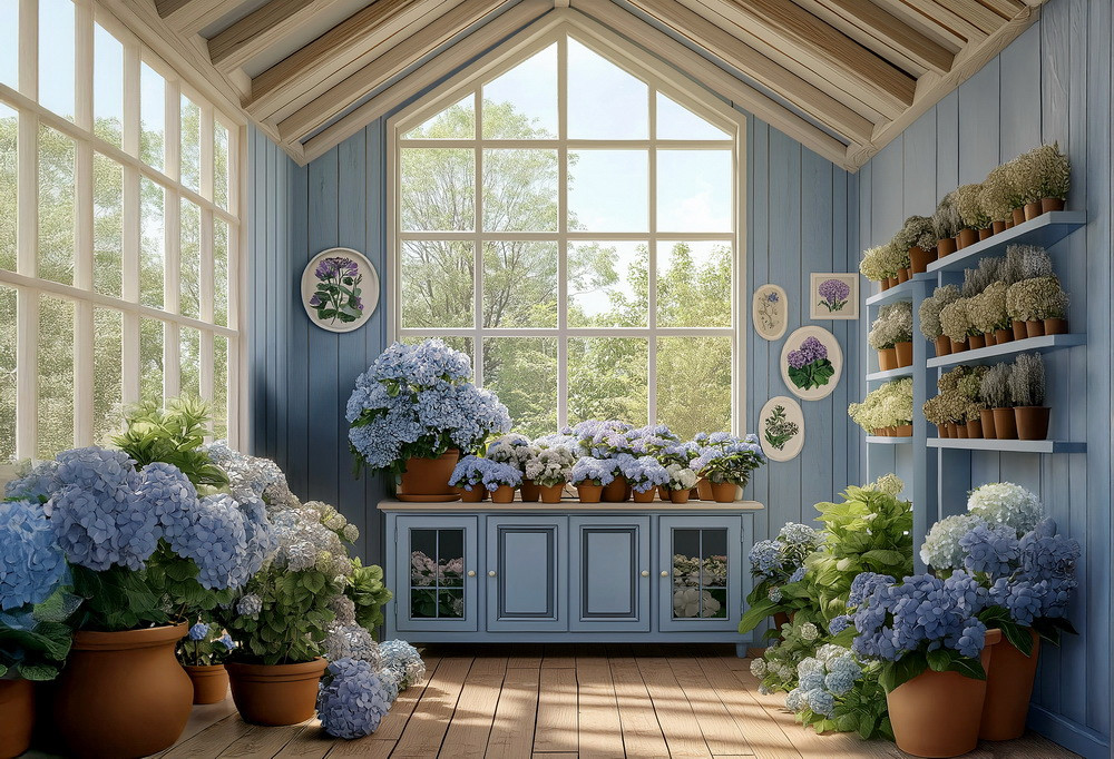 Backdrop "Blue hydrangeas"