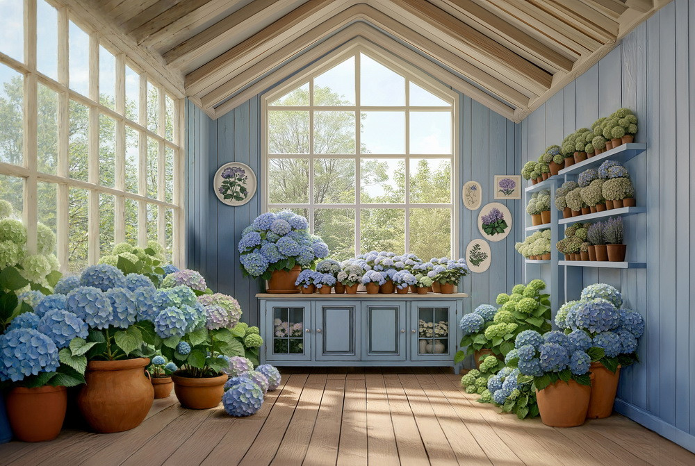 Backdrop "Blue hydrangeas"