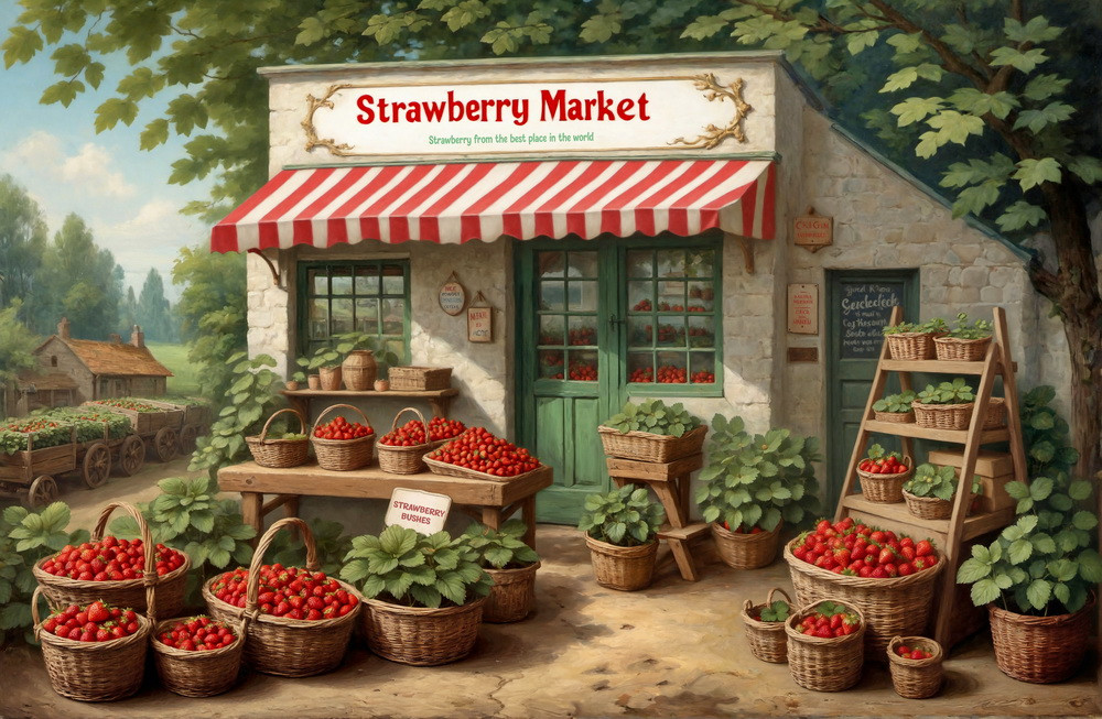Backdrop "Strawberry market"
