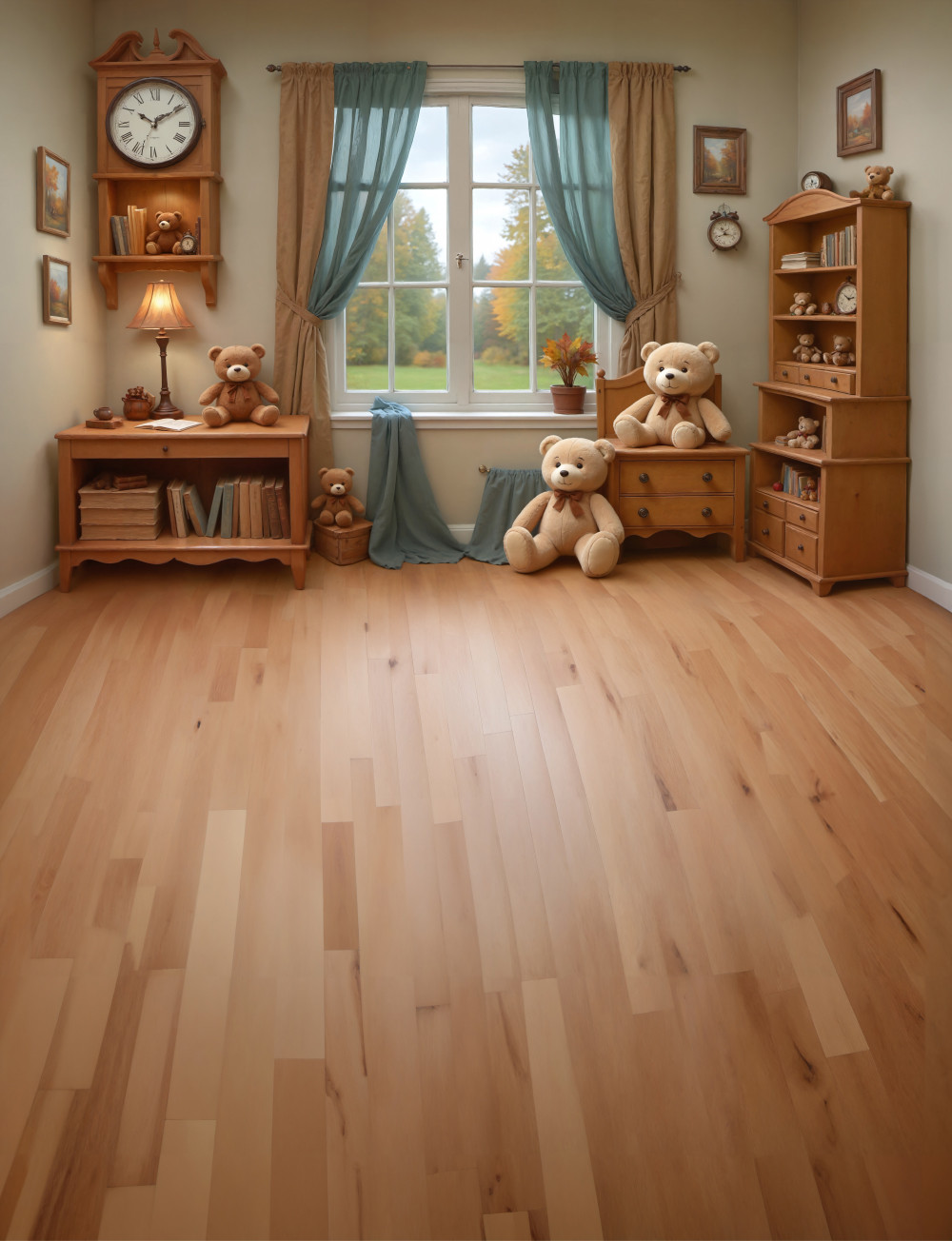 Combined backdrop "Teddy bears autumn room"