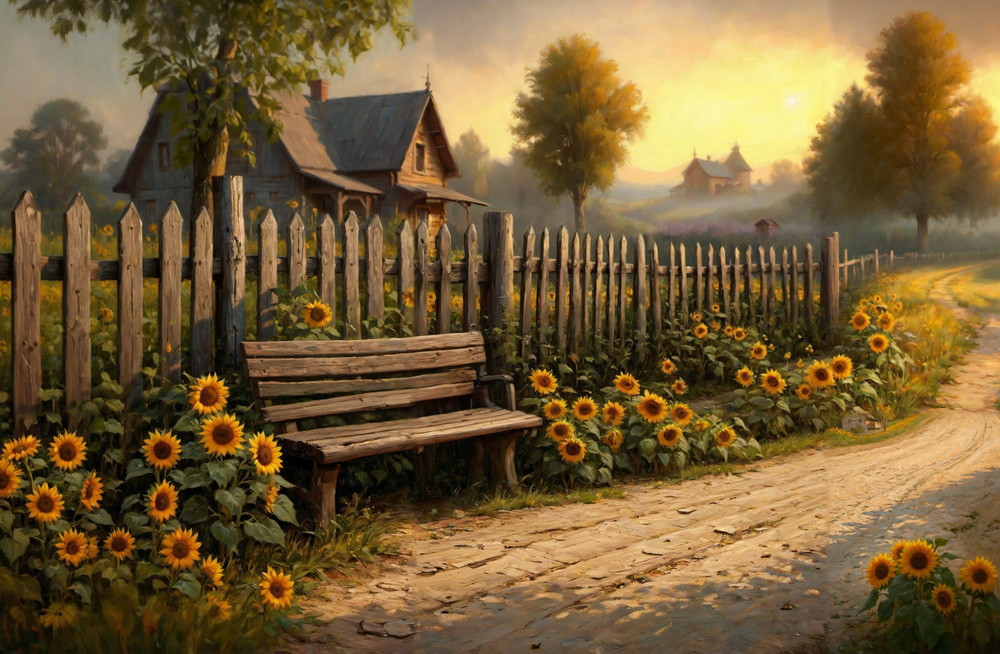 Backdrop "Decorative sunflowers"