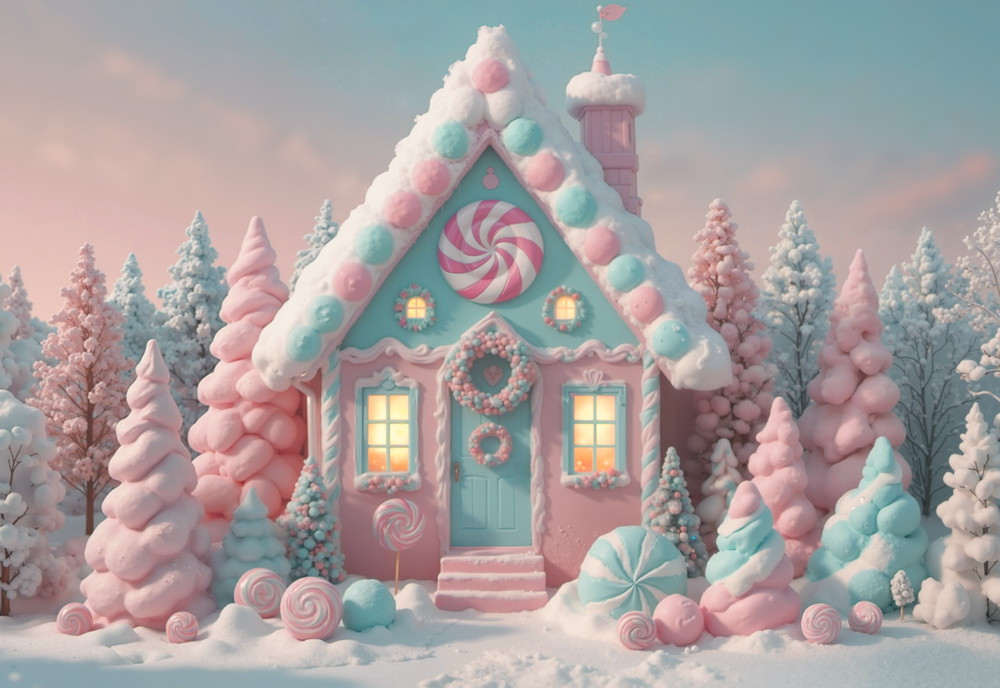 Backdrop "Gingerbread house in the meringue forest"