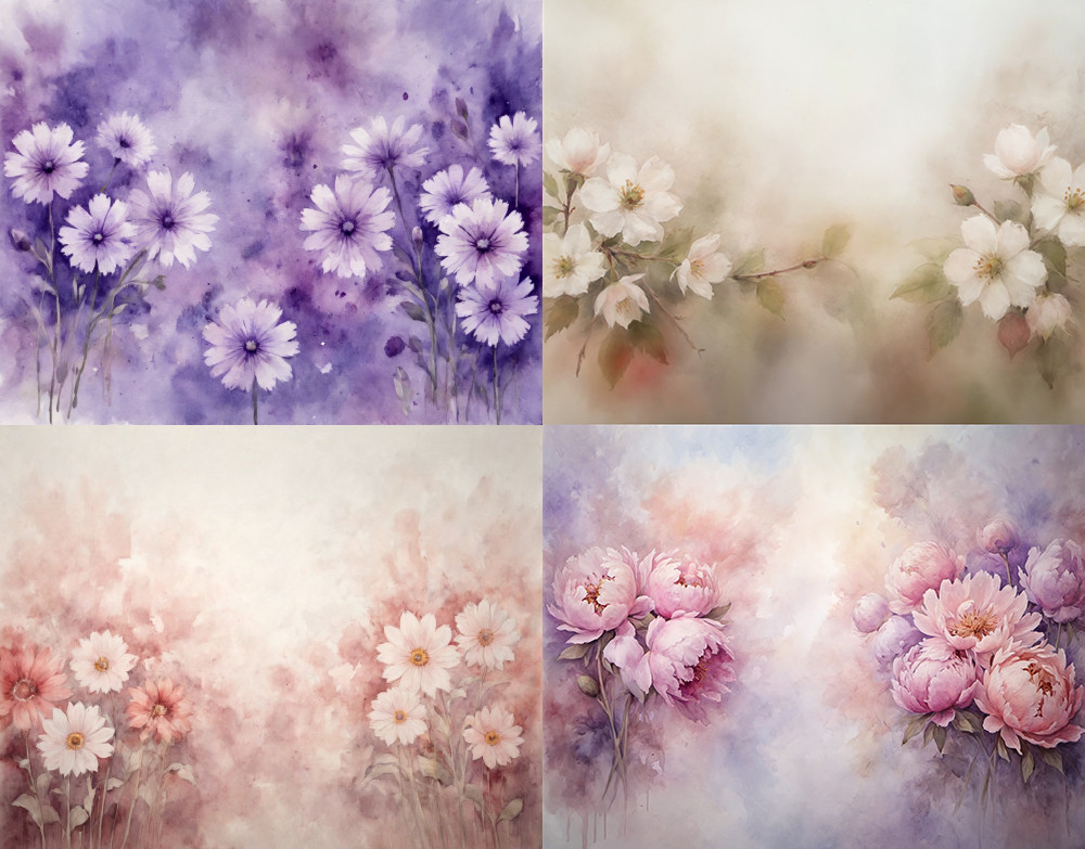 Коллаж №4 из четырех фотофонов для сьемки новорожденных