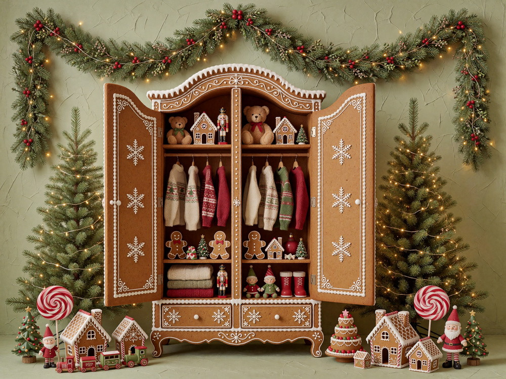 Backdrop "The gardener's closet (xmas ginger olive)" Backdrop "The gardener's closet (xmas ginger olive)"