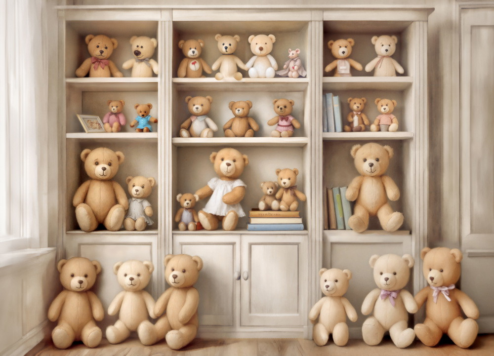 Backdrop "Shelves with teddybears light 2.0"