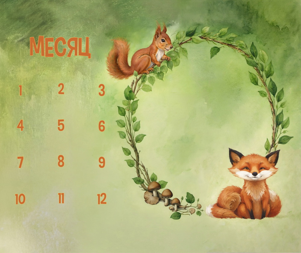 12 month backdrop for moms "little fox"