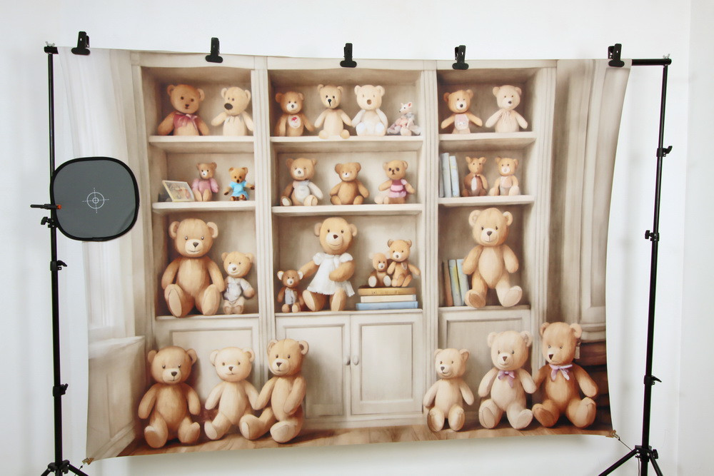 Backdrop "Shelves with teddybears light 2.0"