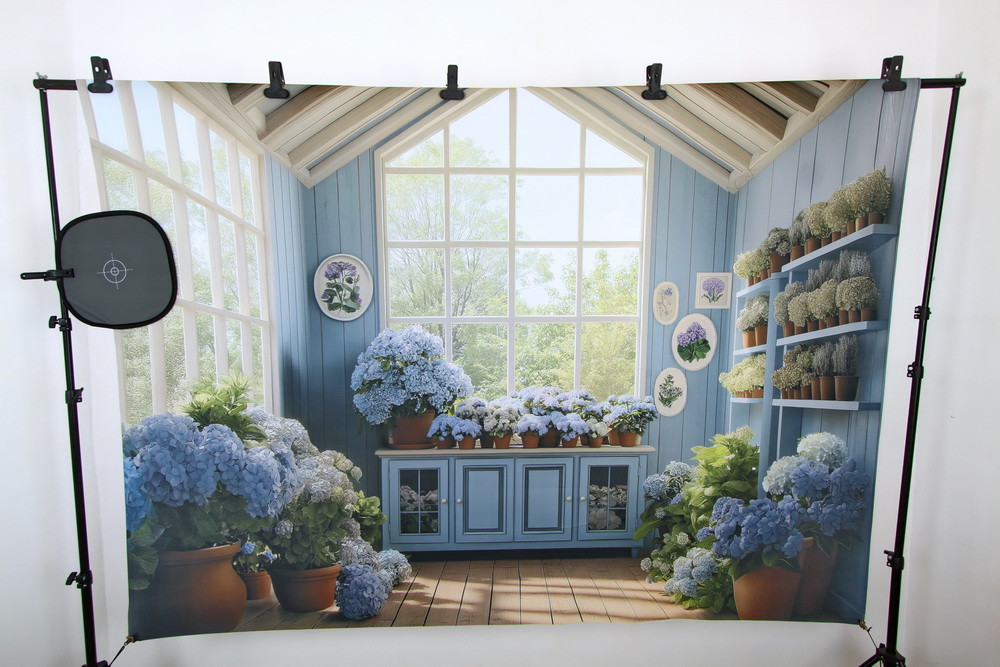 Backdrop "Blue hydrangeas"