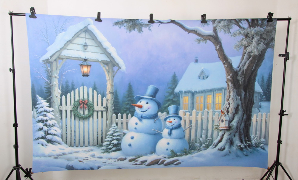 Backdrop "Snowmen at a fence"