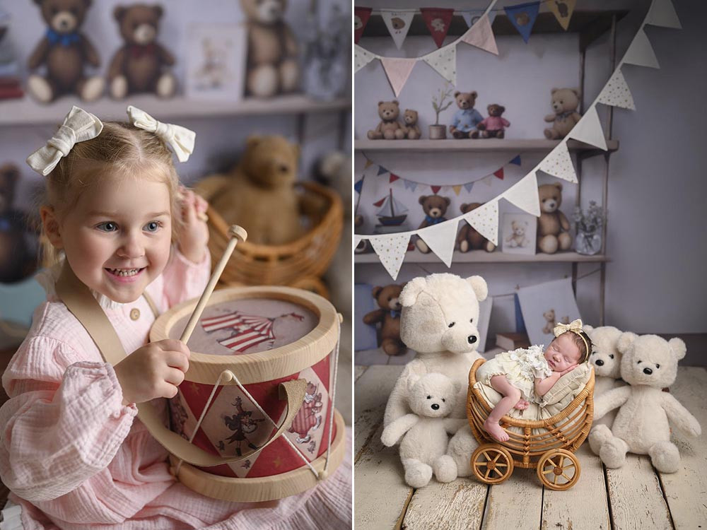 Backdrop "Shelves with bears"