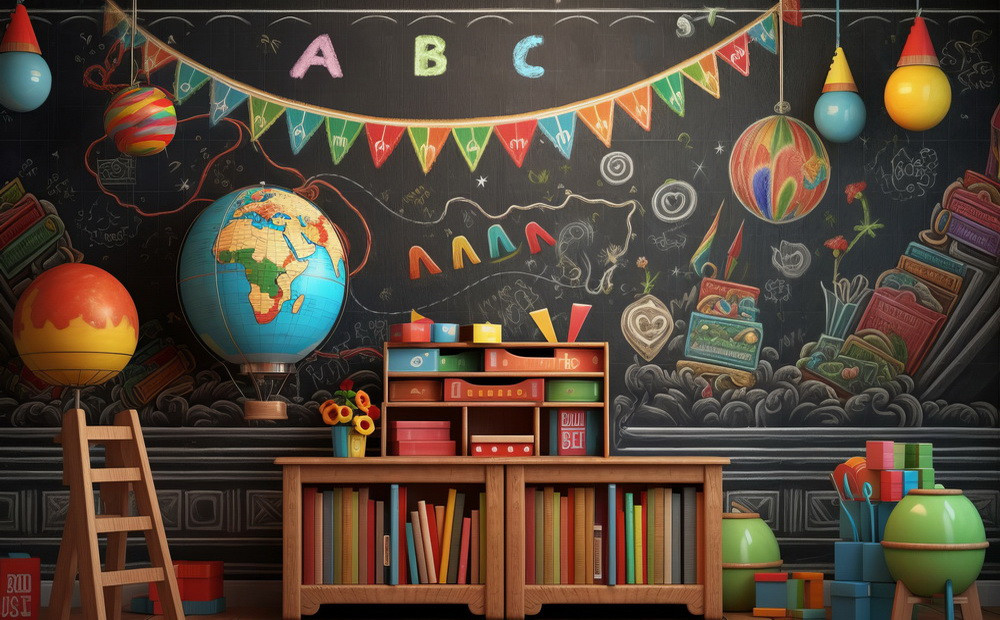 School backdrop "ABC"